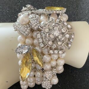 Betsey Johnson Yellow and Silver Floral Bracelet